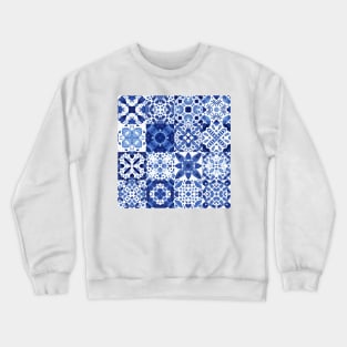 Watercolor Indigo Tiles Crewneck Sweatshirt